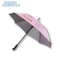 Пользовательские розовый Анти-УФ китайские производители прямых продаж Оптовая продажа 23 дюймов стекловолокна двойные Нервюры длинной ручкой зонтик изготовленный на заказ Логос